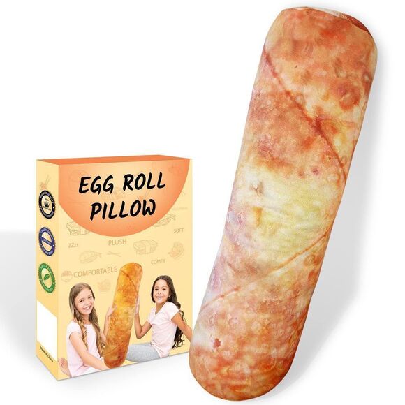 3D Eggroll Plush Pillow, Stuffed Egg Roll Plush, Eggroll Plushies 33" Squishy E